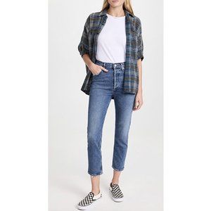Agolde Riley High Rise Straight Crop Button Fly Five Pockets Women's Jeans Sz 34